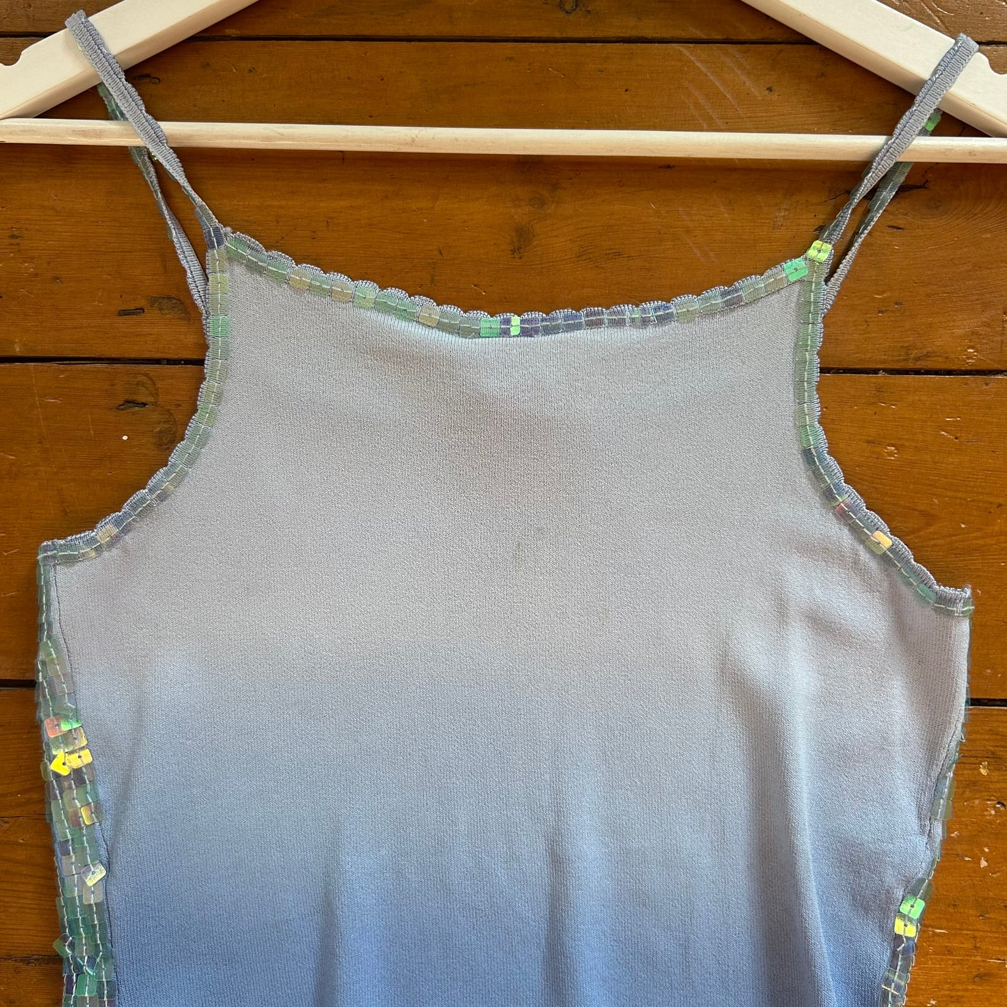 vintage 00s reńe derhy blue sequin cami