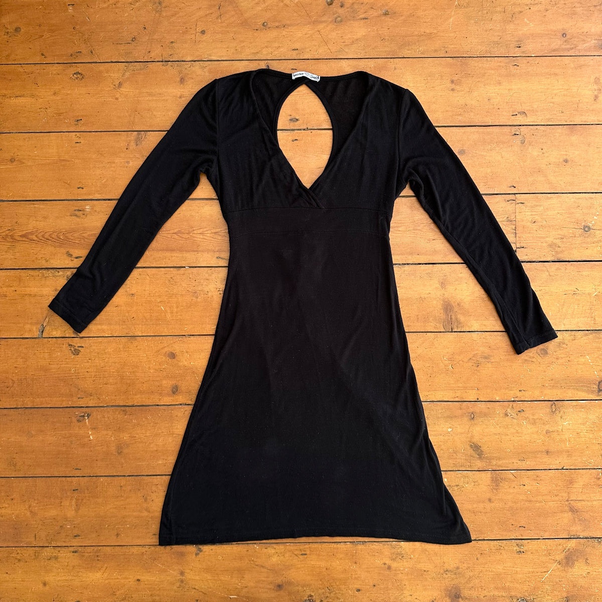 vintage 00s black tie back midi dress