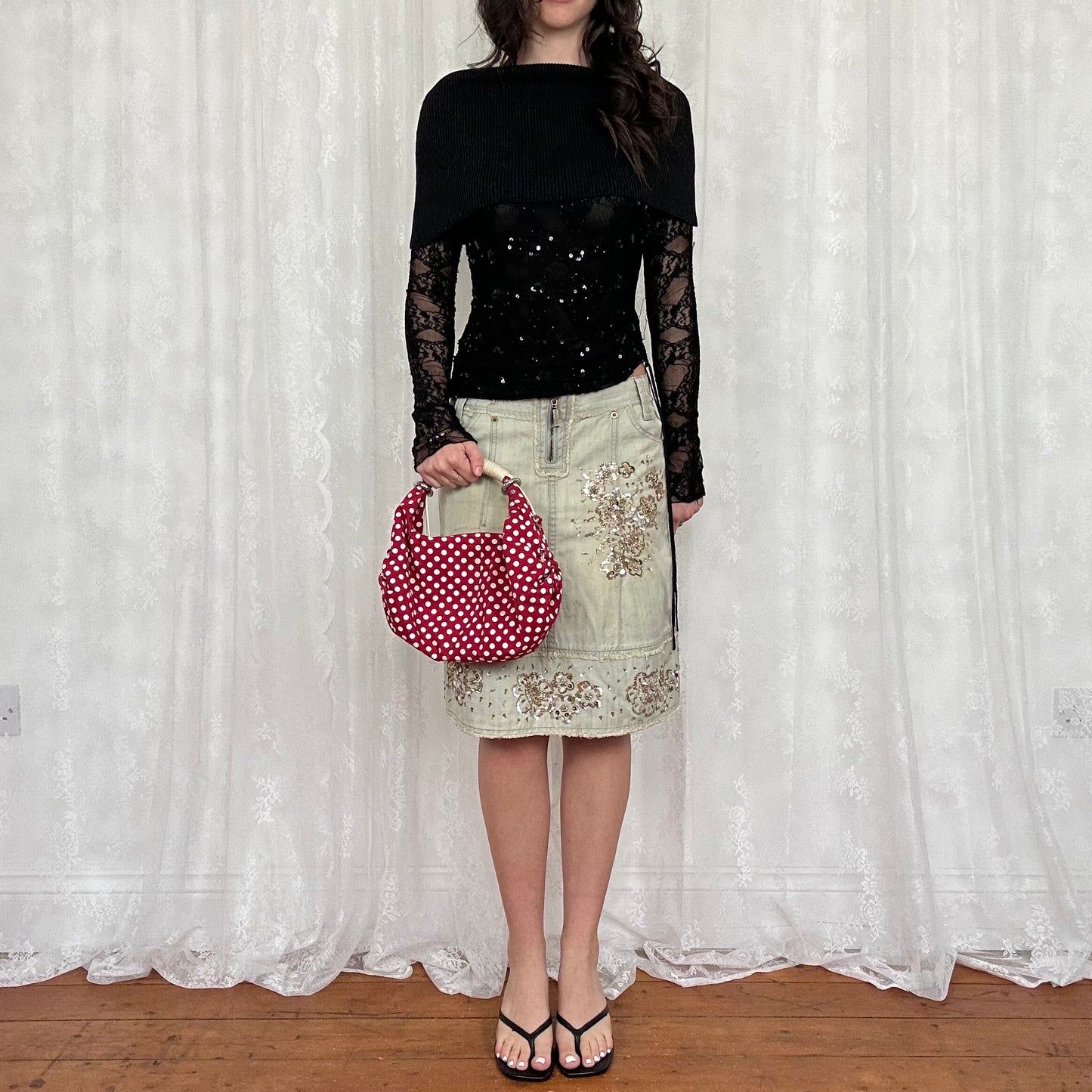 vintage 00s red polka dot mini bag