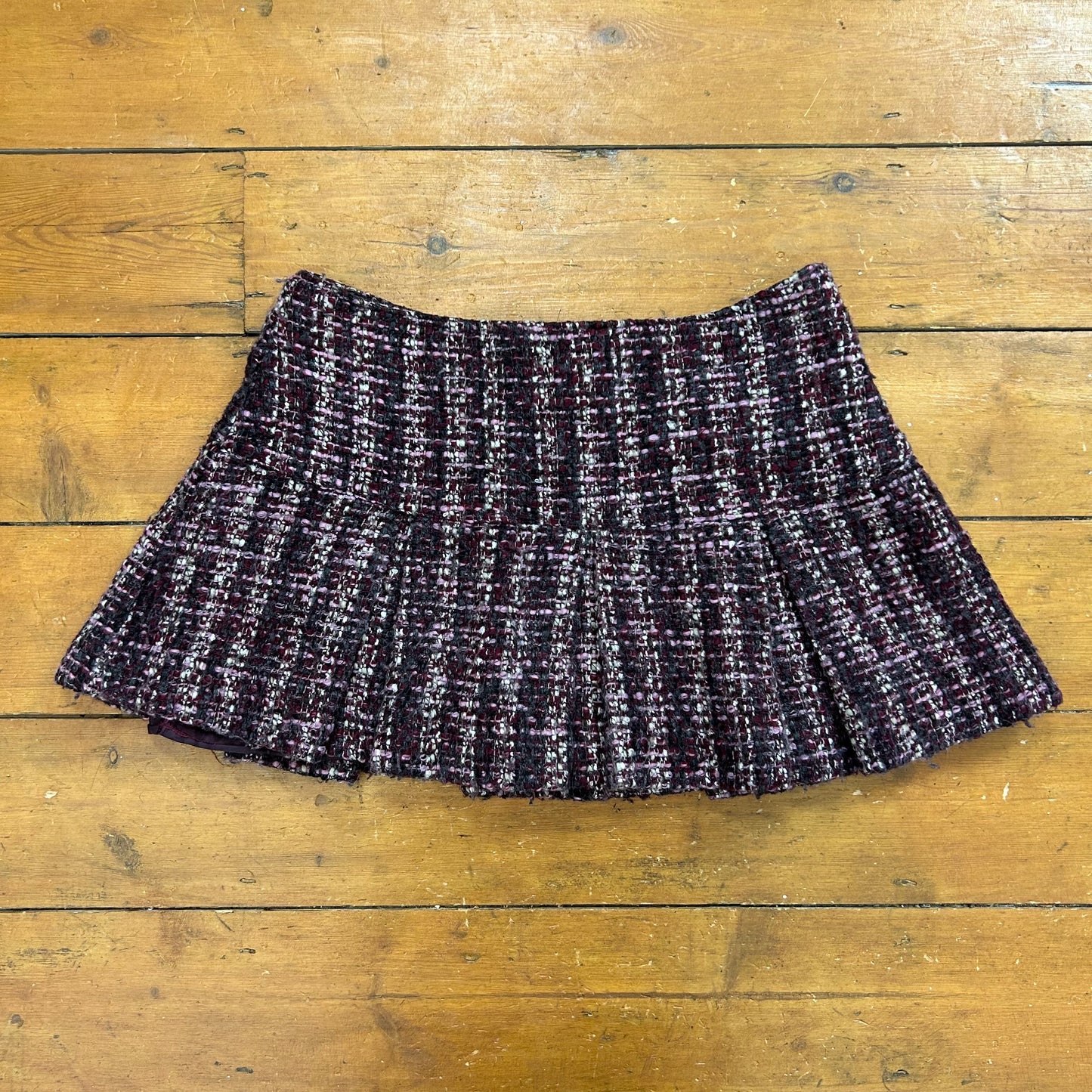 vintage 00s purple wool mix pleated mini skirt