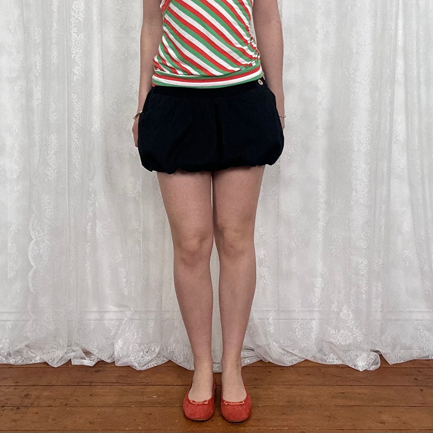 vintage 00s black puffball mini skirt