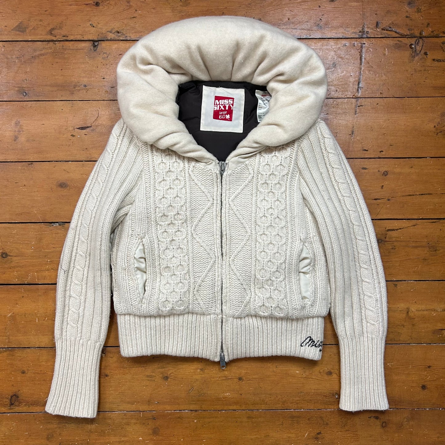 vintage 00s miss sixty cable pattern jacket