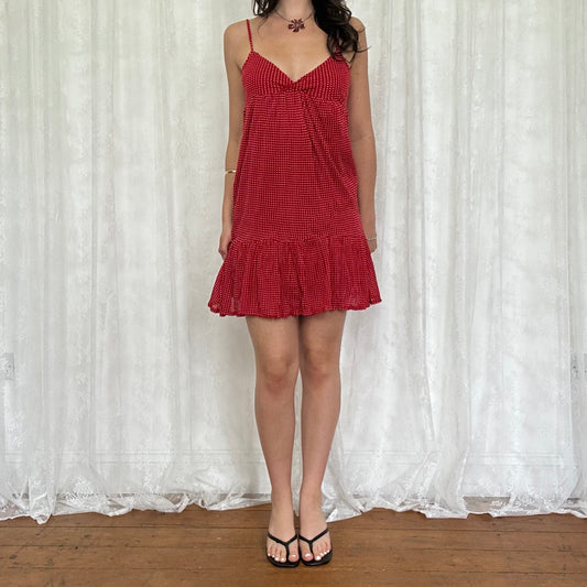 vintage 00s red polka dot babydoll dress