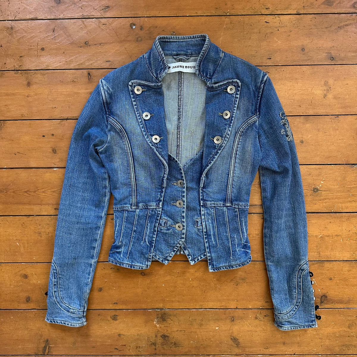 vintage 00s button detail fitted denim jacket