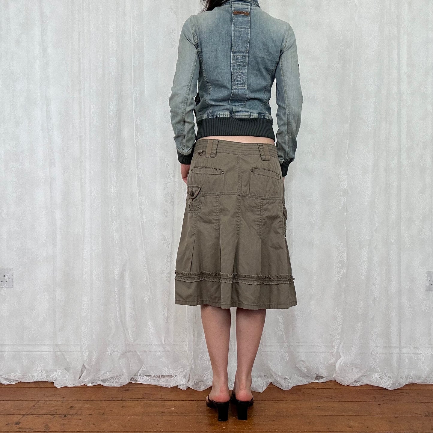 vintage 00s light wash denim bomber jacket