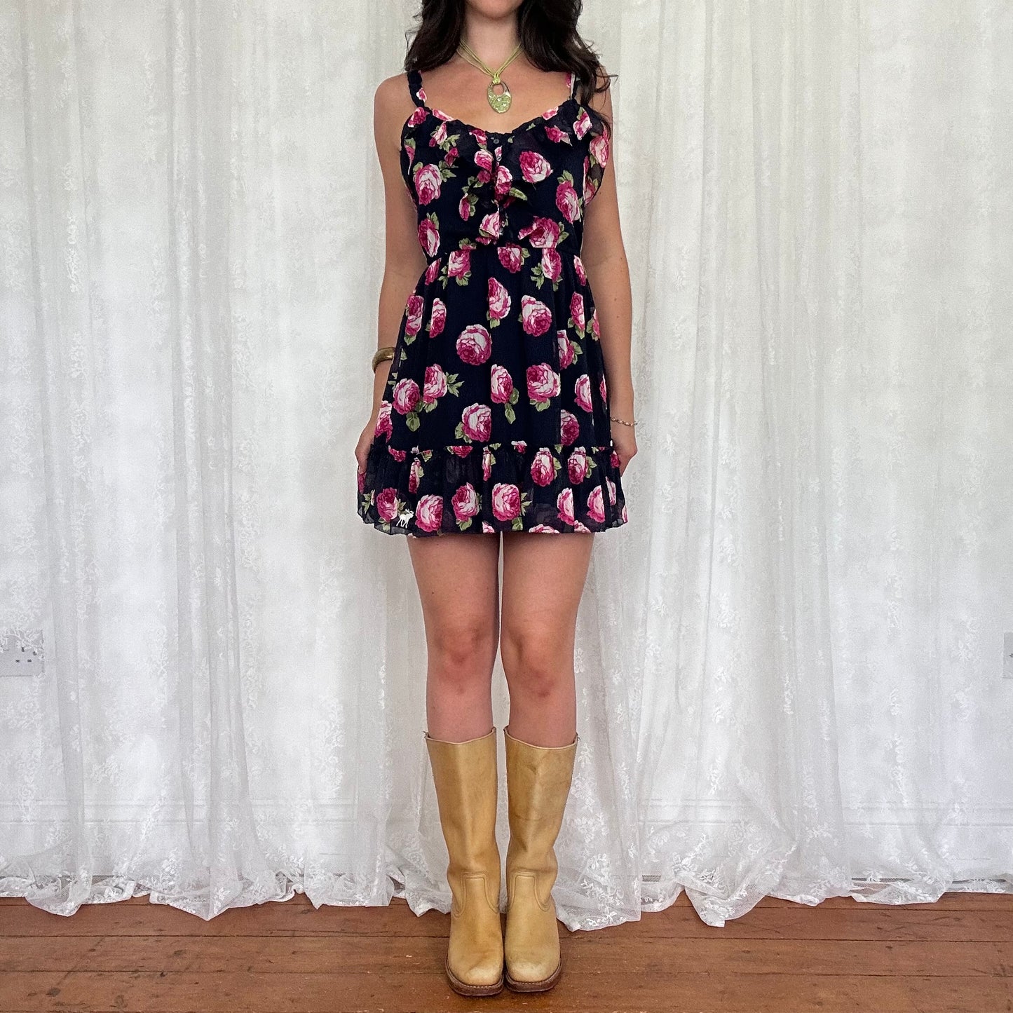 vintage 00s abercrombie and fitch floral mini dress