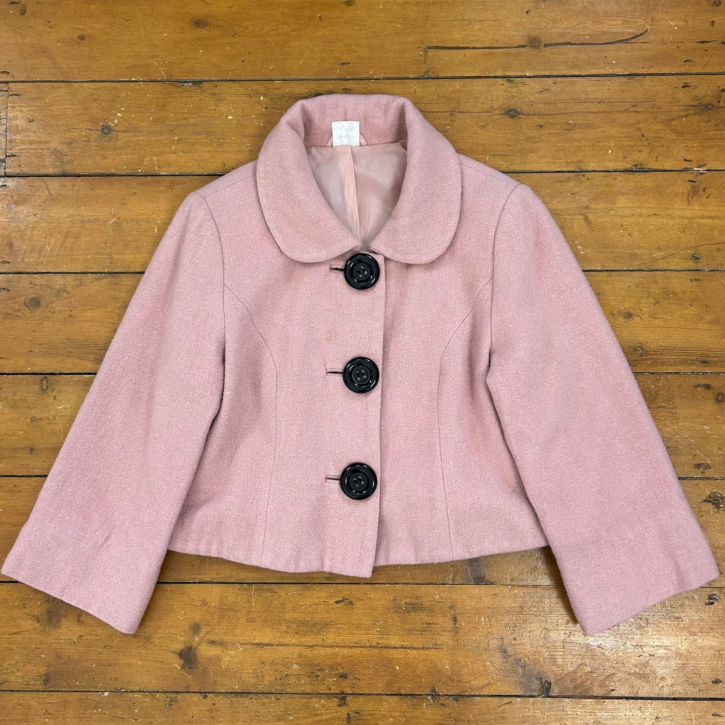 vintage 00s pink button down peacoat