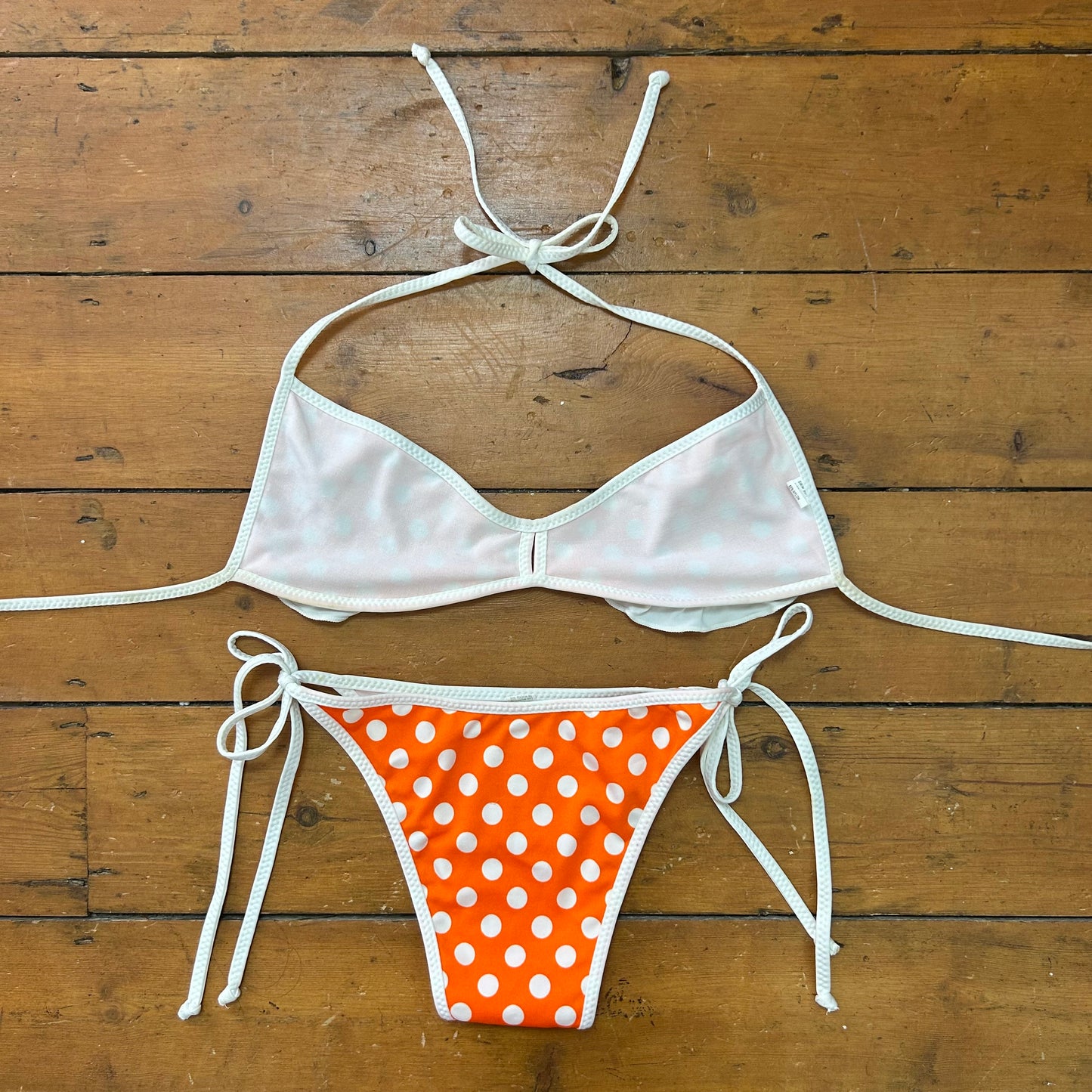 vintage 00s orange polka dot bikini