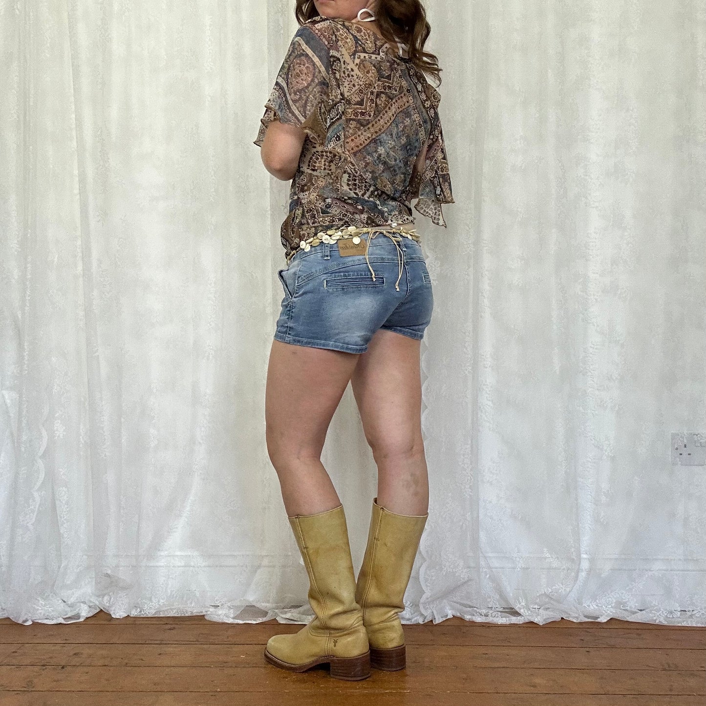 vintage 00s morgan paisley tie waist top