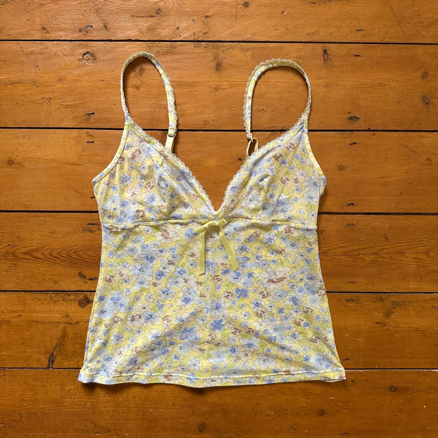 vintage 00s yellow floral intimissimi cami