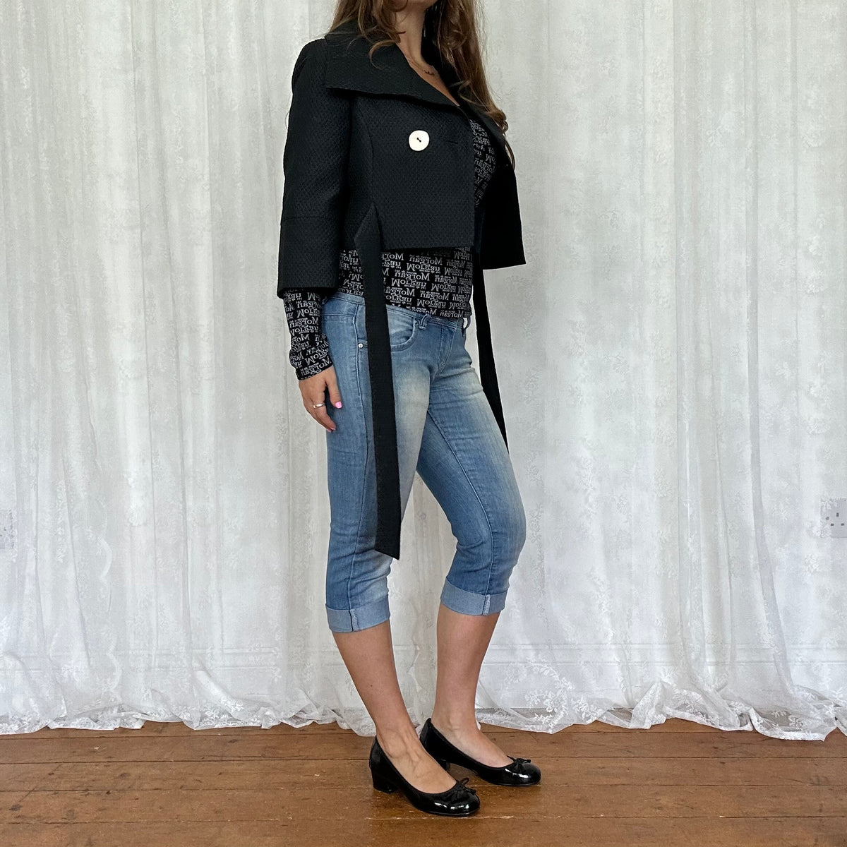vintage 00s black cropped peacoat