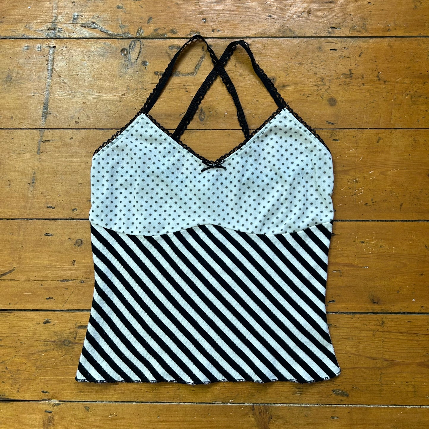 vintage 00s polka dot striped cami top