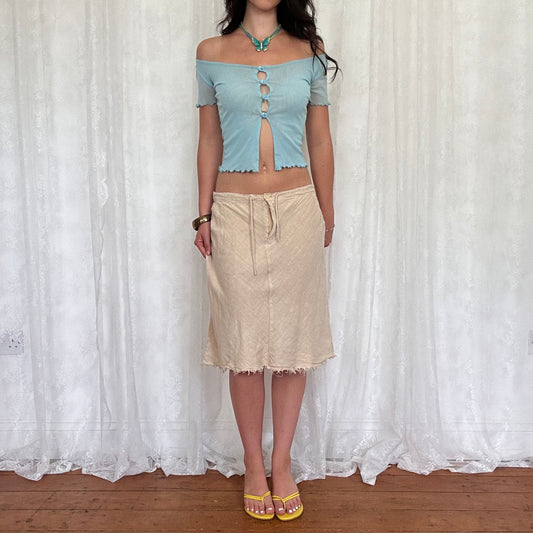 vintage 00s blue mesh button up top