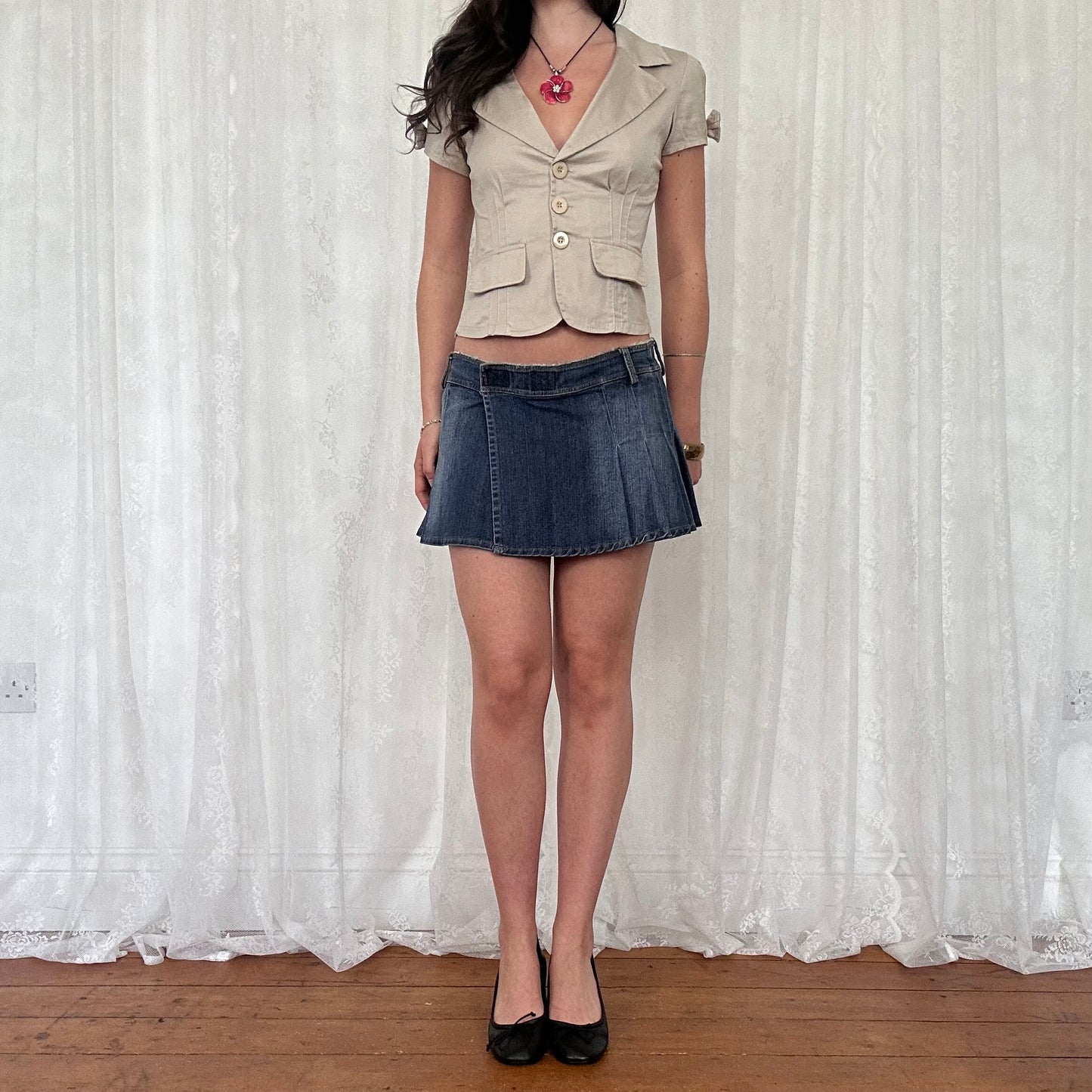 vintage 00s beige button up blazer top