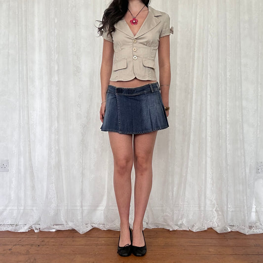 vintage 00s beige button up blazer top