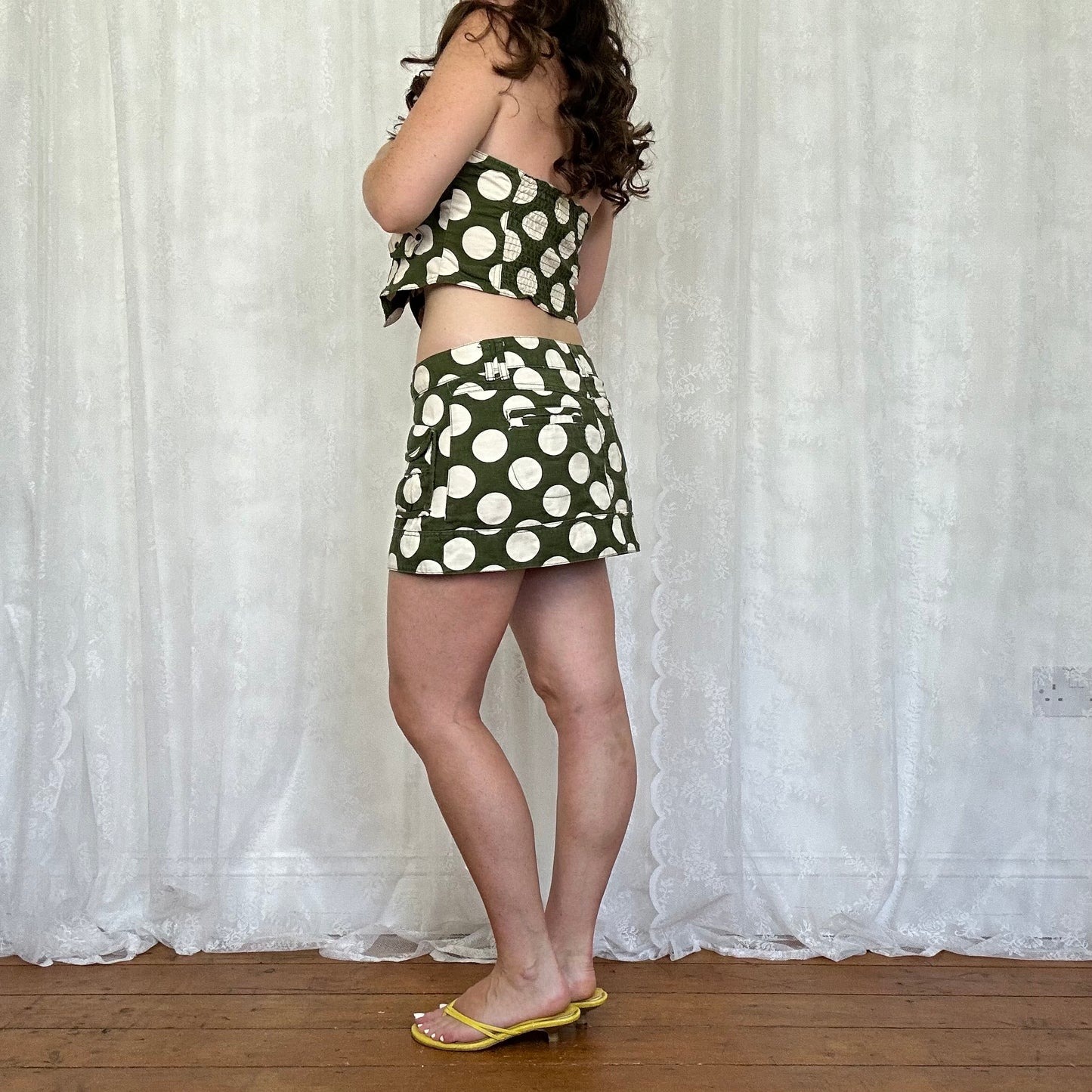 vintage 00s green polka dot co ord