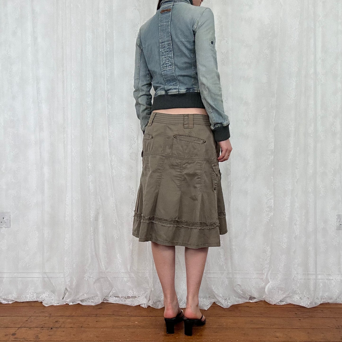 vintage 00s light wash denim bomber jacket