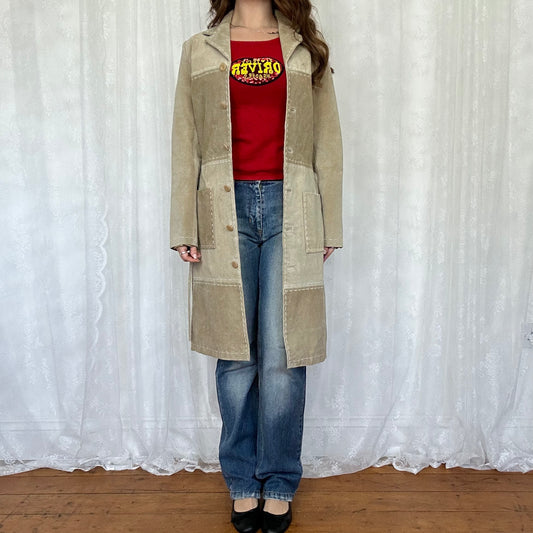 vintage 00s genuine leather long coat