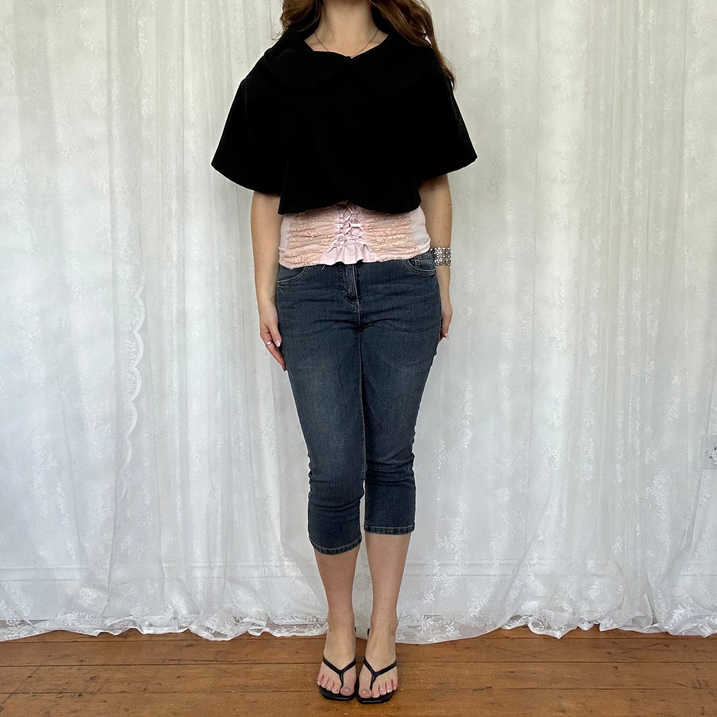 vintage 00s black cropped peacoat