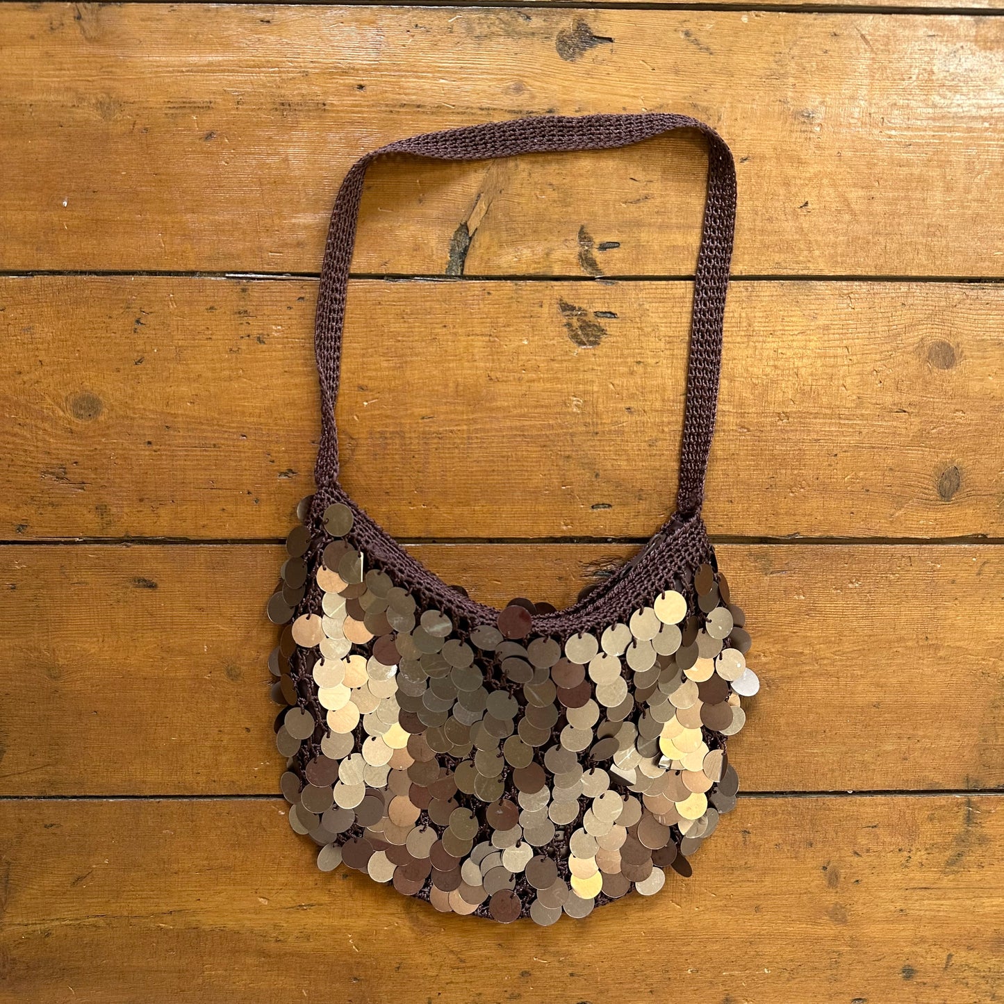 vintage 00s brown sequin mini bag