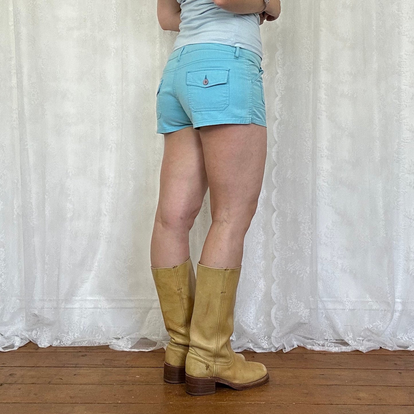 vintage 00s aqua blue mini shorts