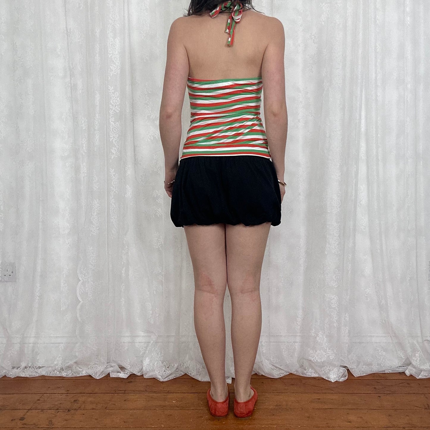 vintage 00s striped halter neck top