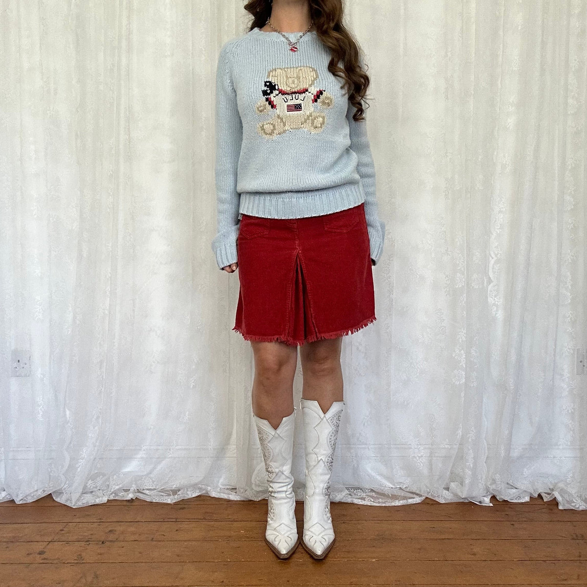 vintage 00s baby blue teddy bear jumper