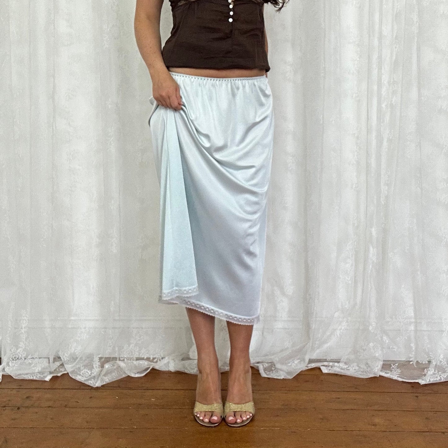 vintage 00s baby blue midi skirt