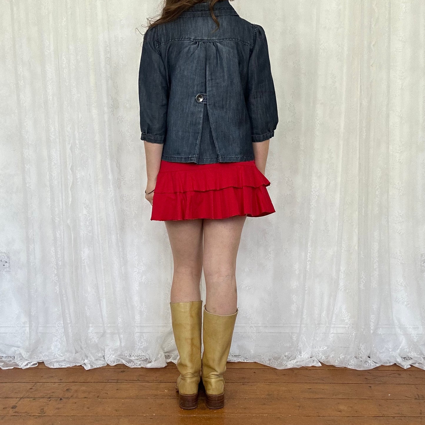 vintage 00s navy denim peacoat