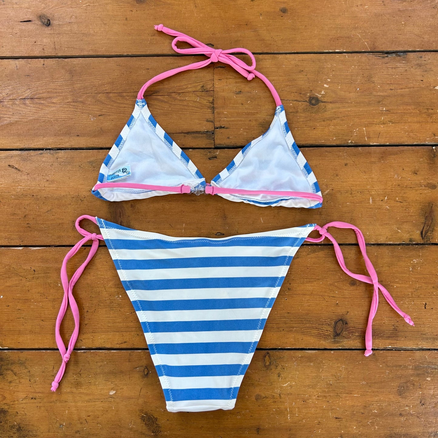 vintage 00s blue striped bikini