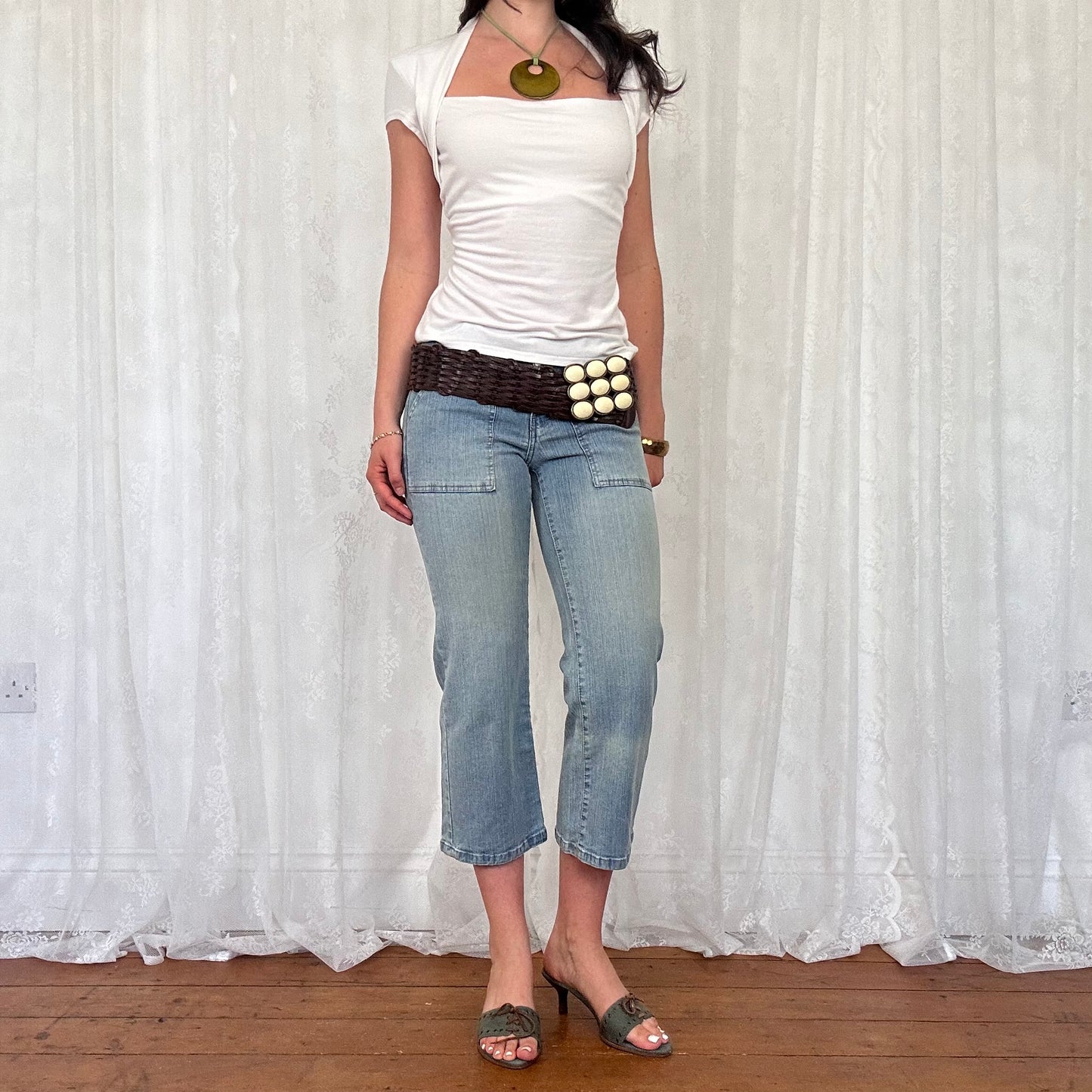 vintage 00s white shrug top