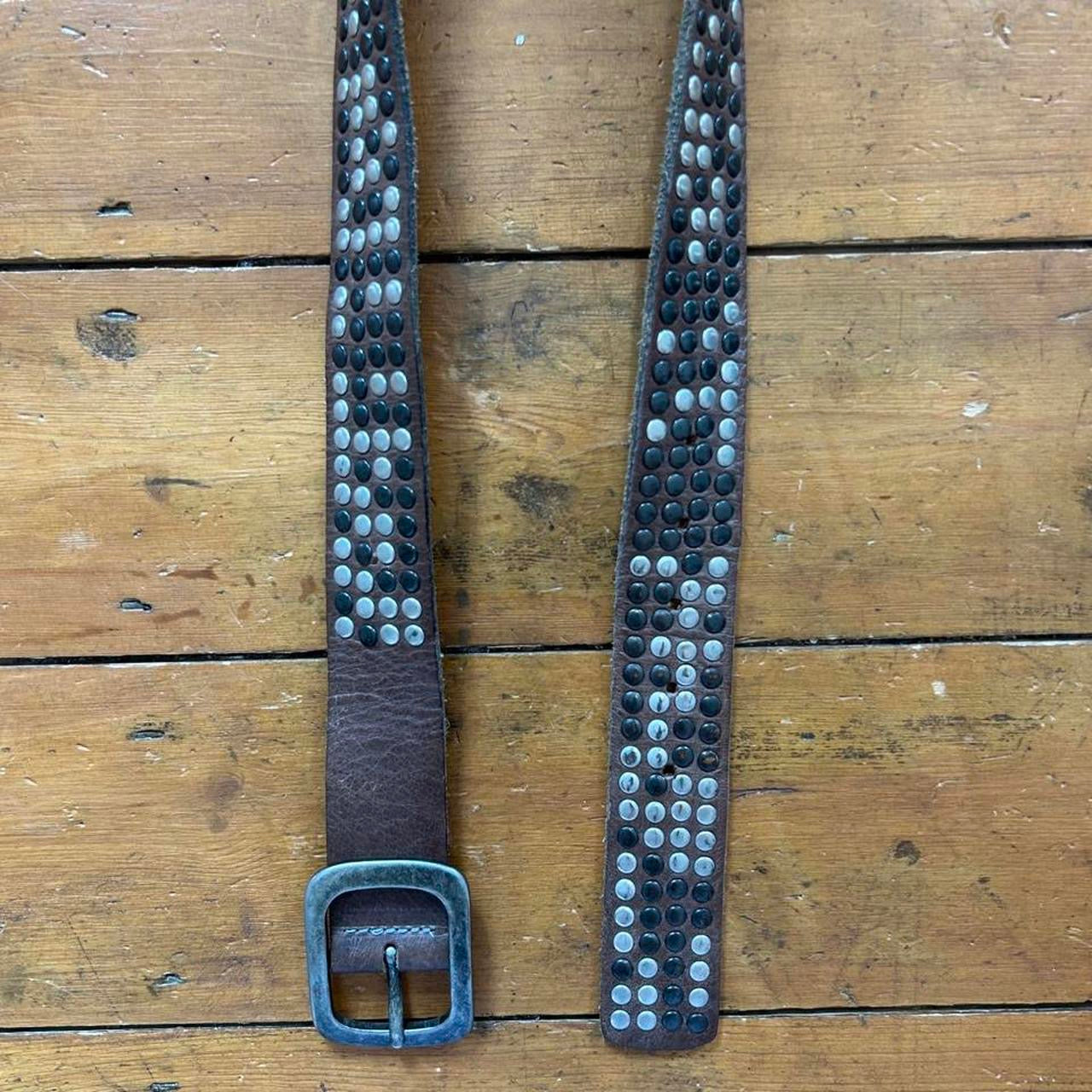 vintage 00s brown leather studded belt