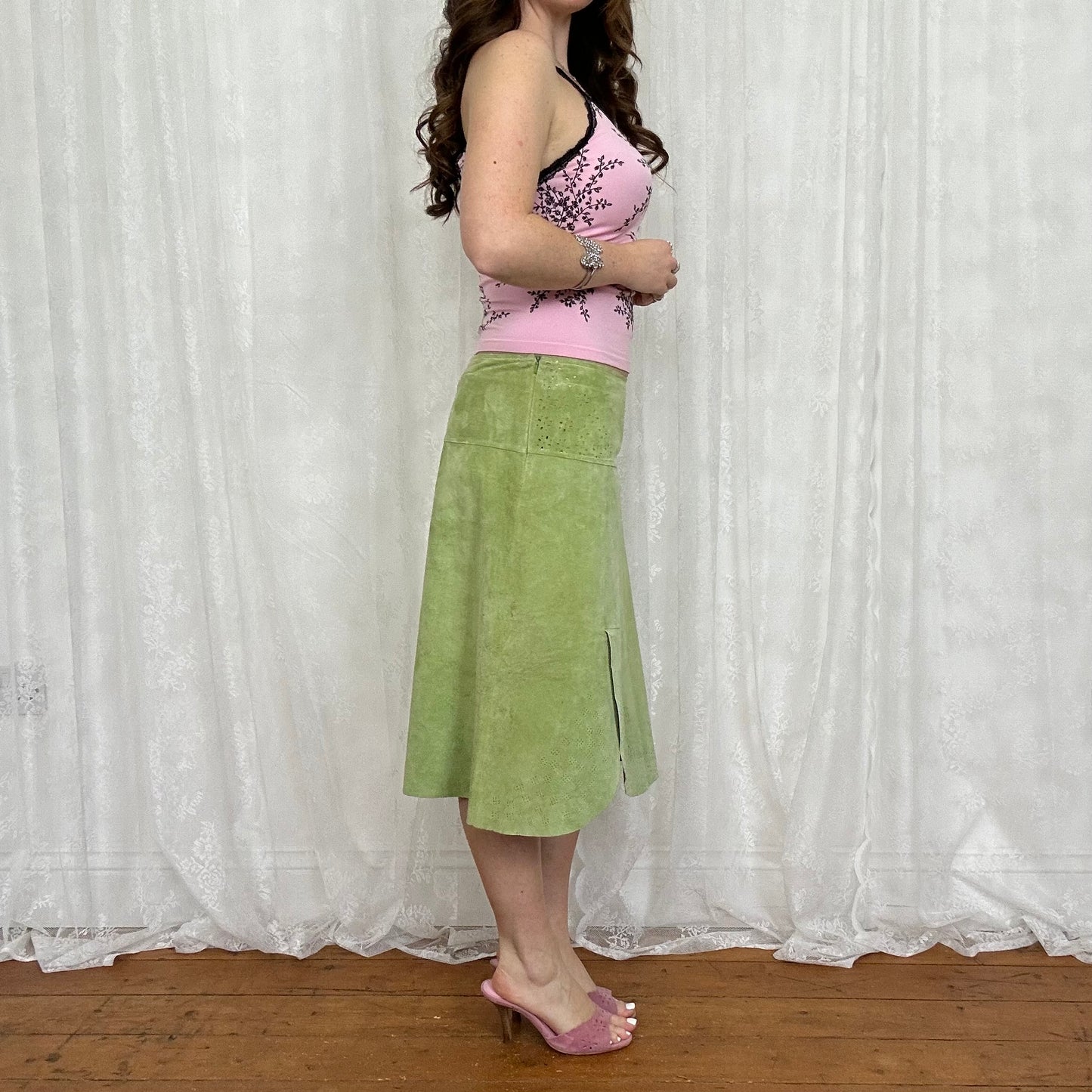 vintage 00s black and pink floral cami