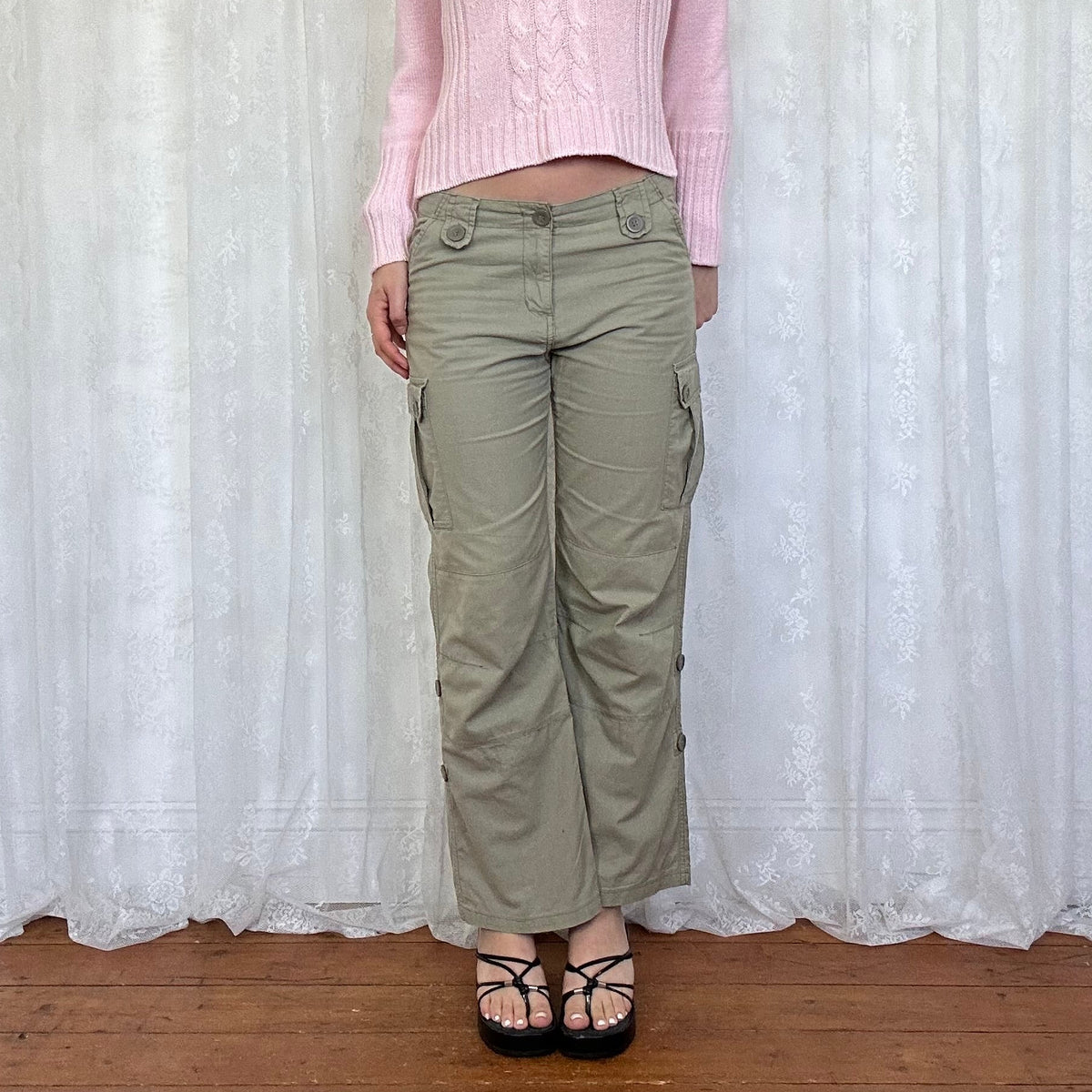 vintage 00s khaki green cargo trousers