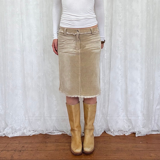 vintage 00s beige cord midi skirt