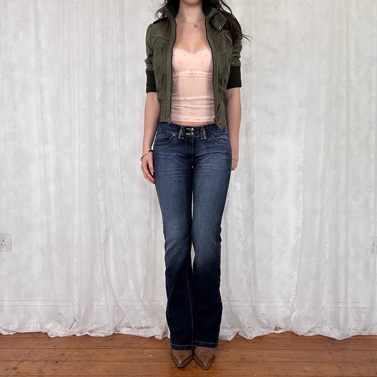 vintage 00s short sleeve fitted leather jacket