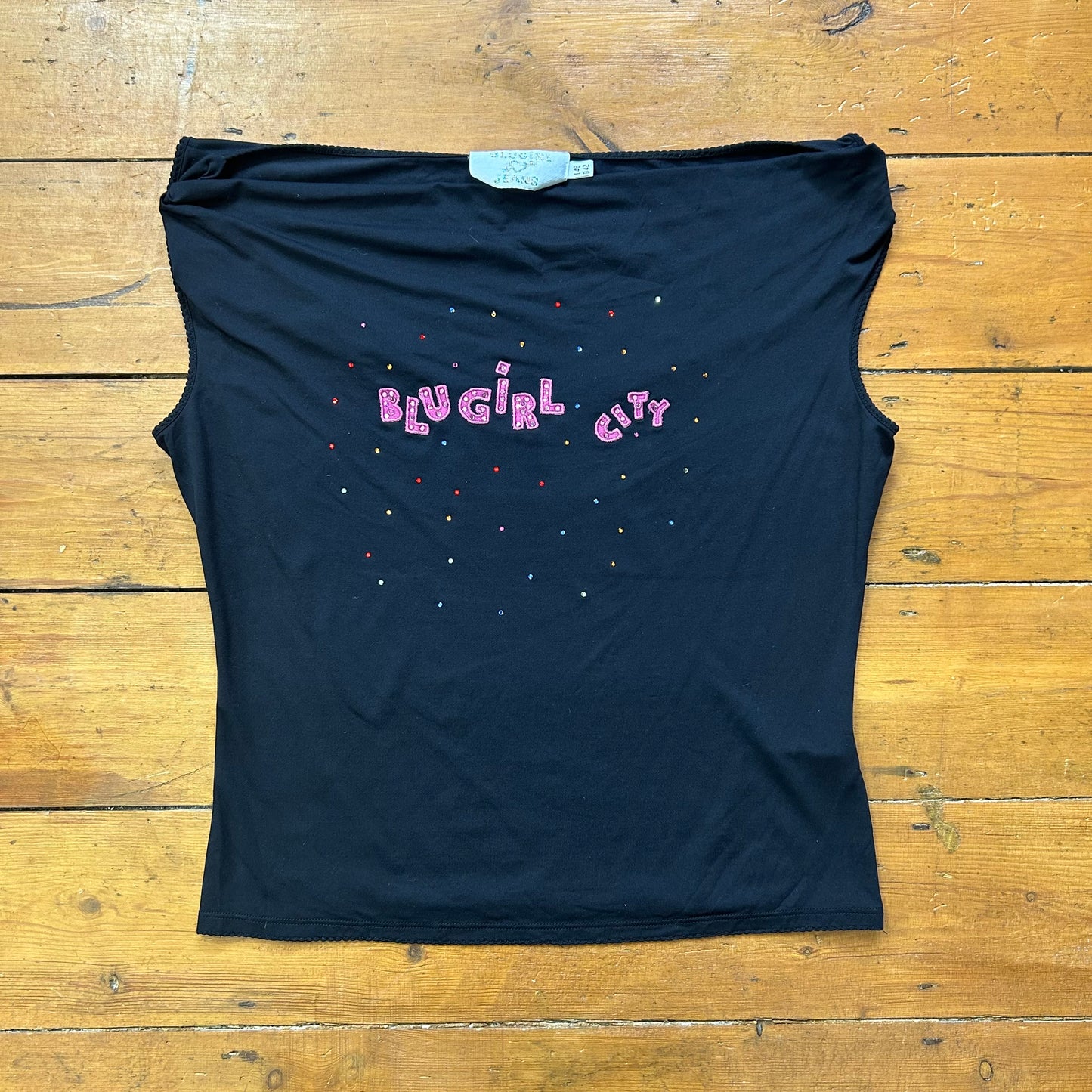 vintage 00s blumarine diamante cowl neck top