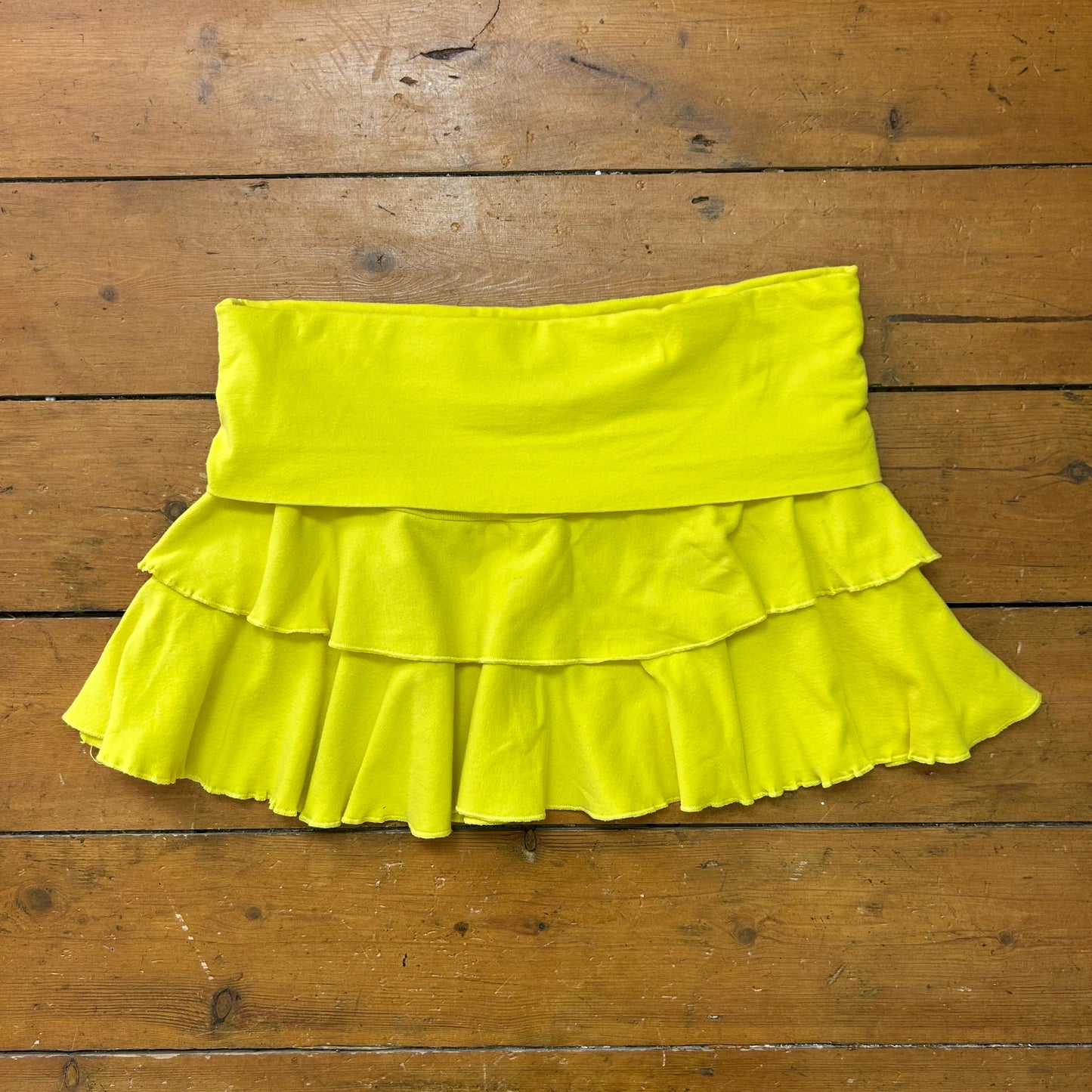 vintage 00s yellow fold over waist mini skirt