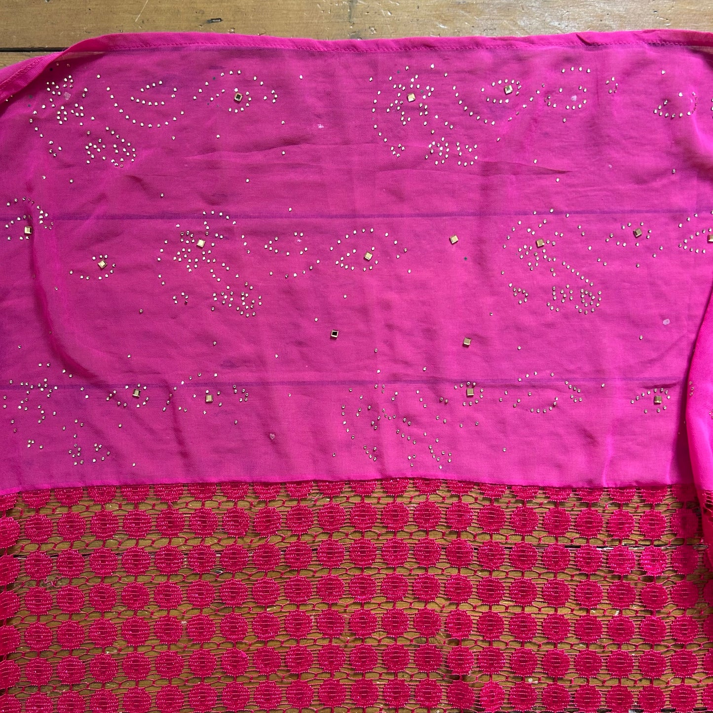 vintage 00s hot pink diamanté shawl / wrap skirt