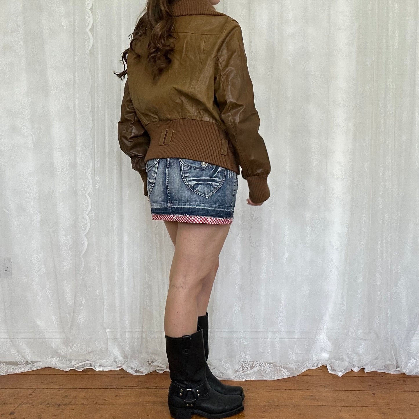 vintage 00s tan leather jacket