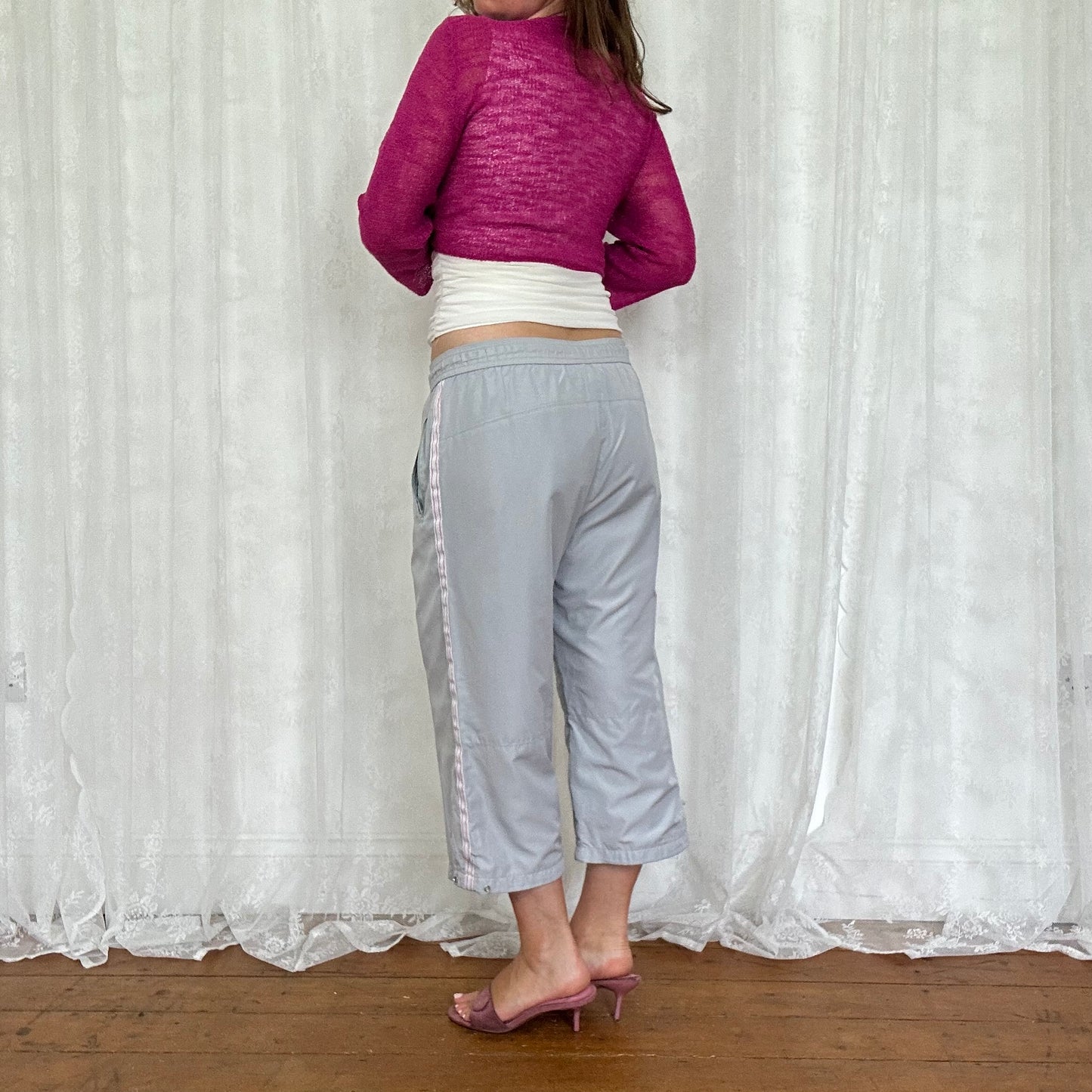 vintage 00s hot pink tie up cardigan