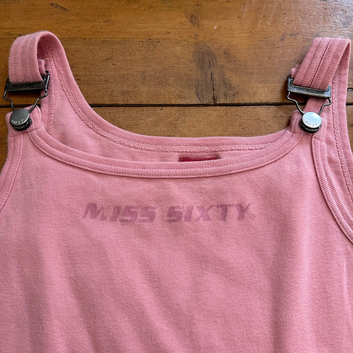 vintage 00s baby pink miss sixty buckle top