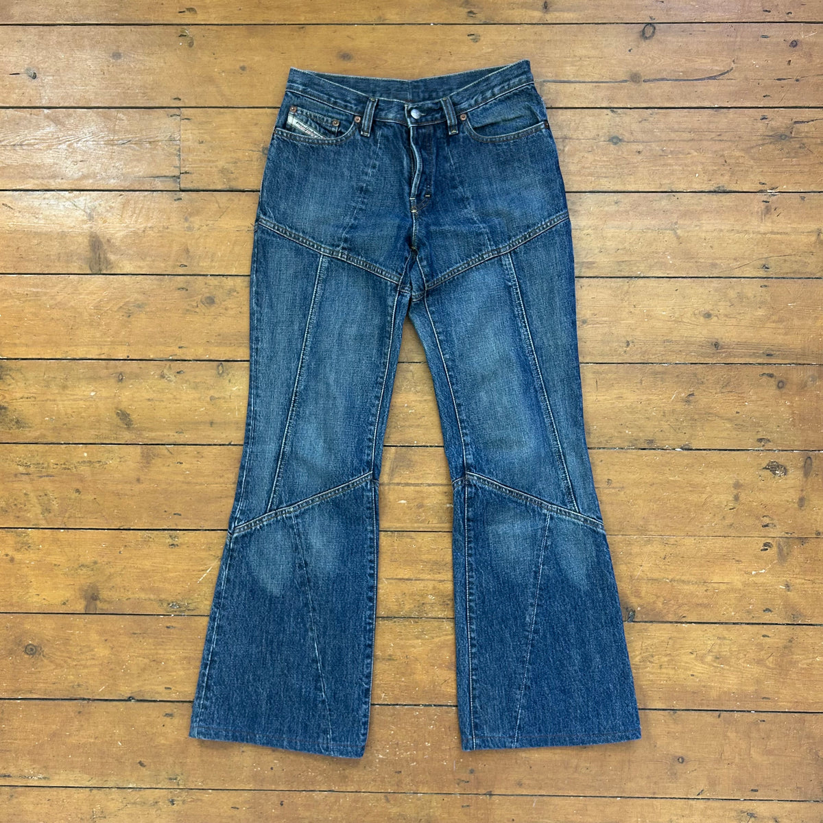 vintage 00s diesel patchwork wide leg jeans