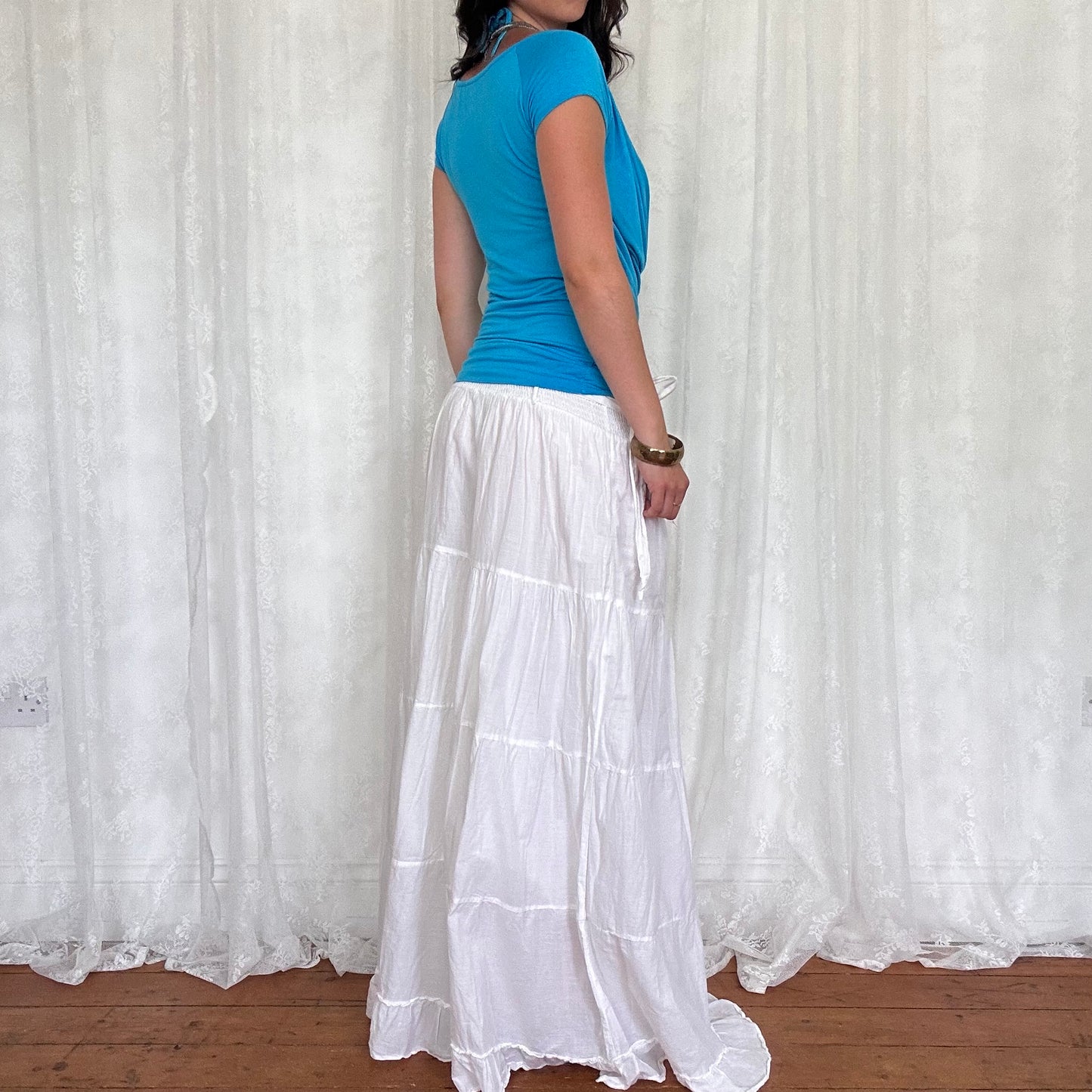 vintage 00s blue double layered top