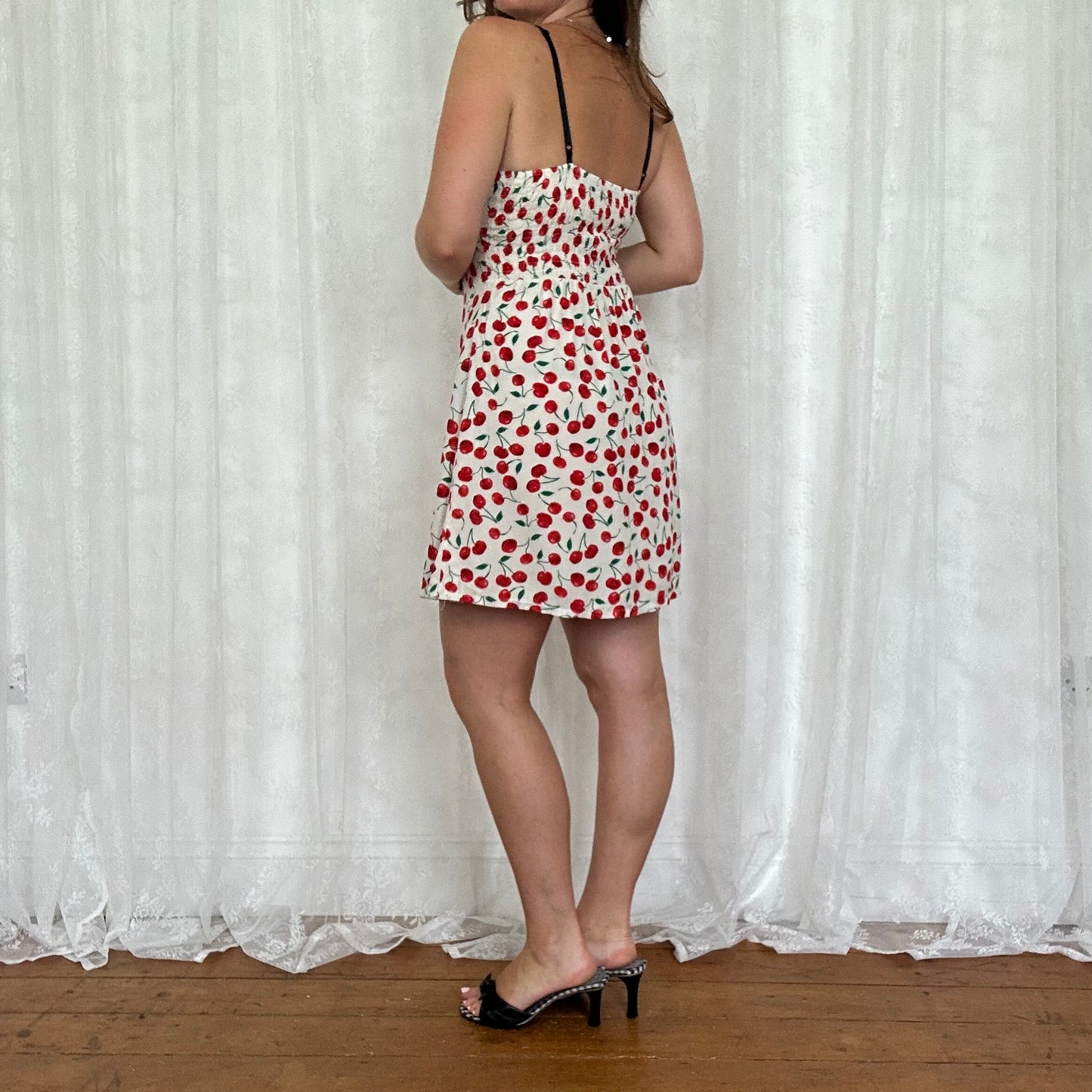 vintage 00s cherry print mini dress