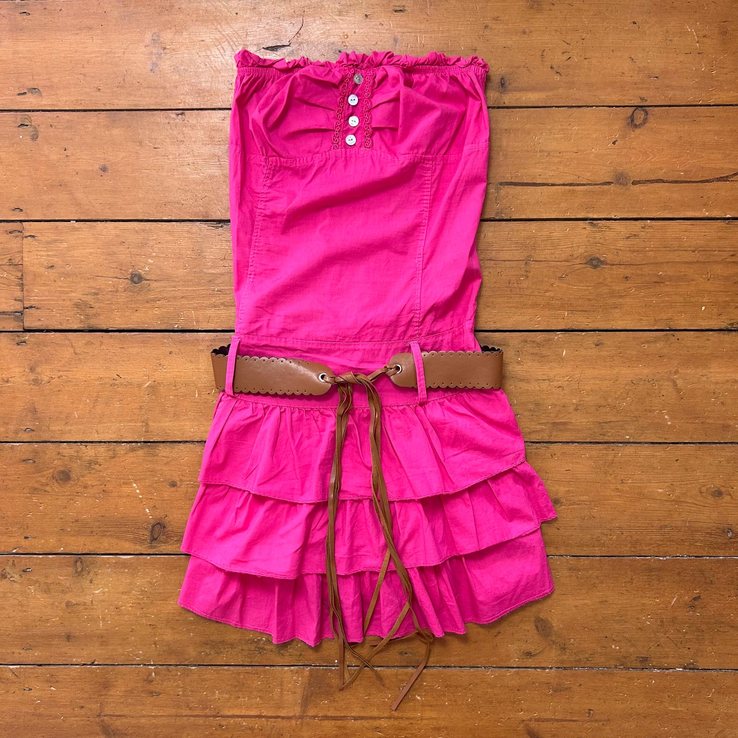 vintage 00s hot pink rara mini dress