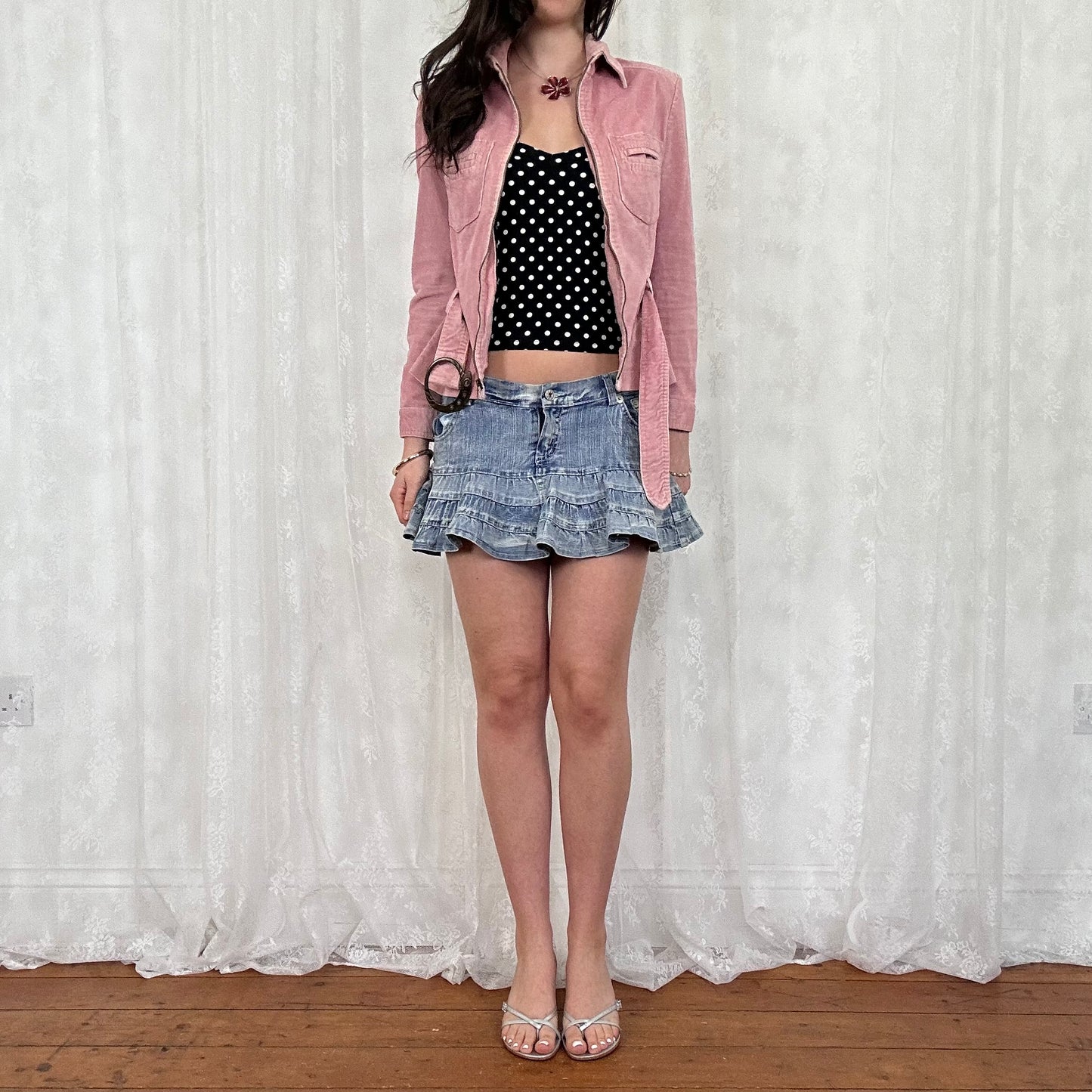 vintage 00s baby pink fitted jacket