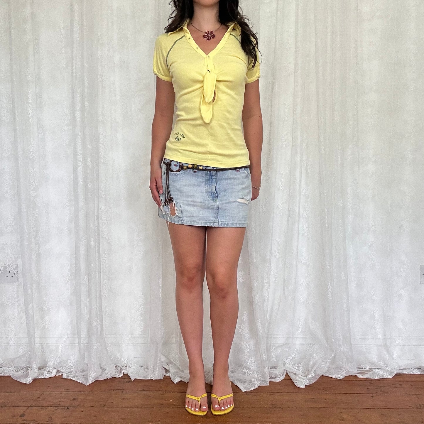 vintage 00s yellow miss sixty tie up top