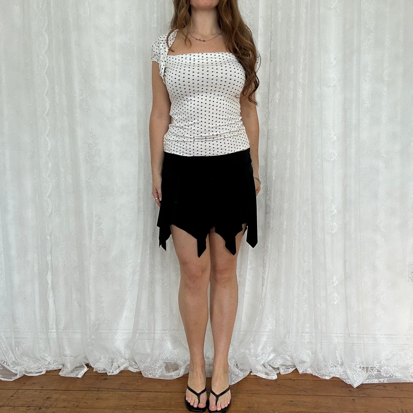 vintage 00s black slinky mini skirt