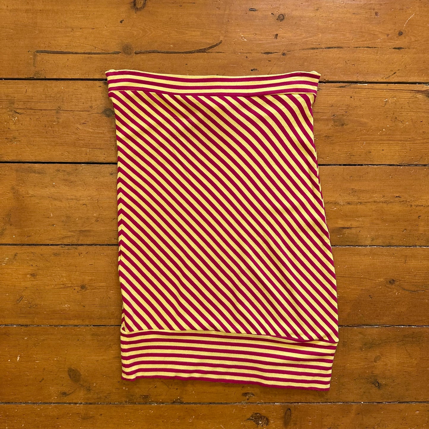 vintage 00s yellow and pink striped strapless top